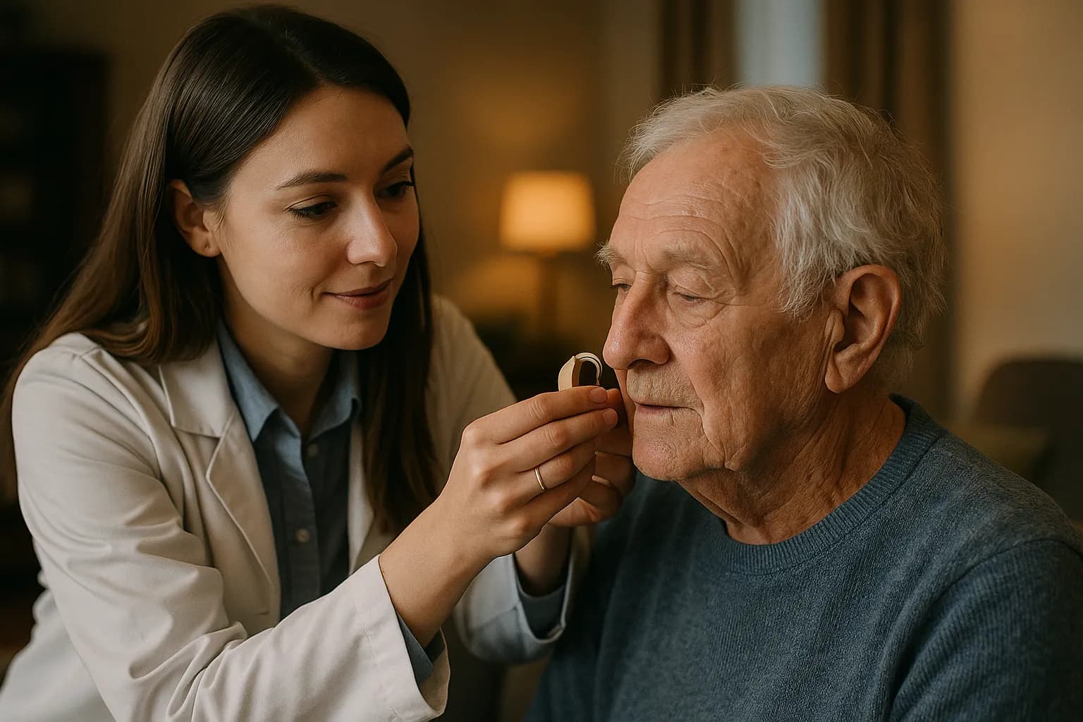 Working professional using a hearing aid